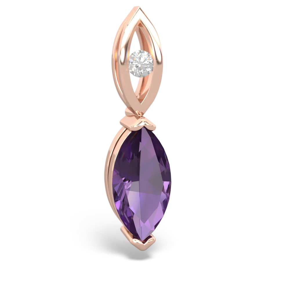 Amethyst Marquise Drop 14K Rose Gold pendant P5333