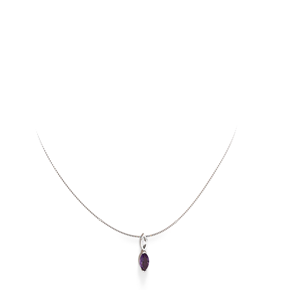 Amethyst Marquise Drop 14K White Gold pendant P5333