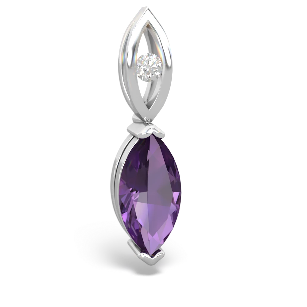 Amethyst Marquise Drop 14K White Gold pendant P5333