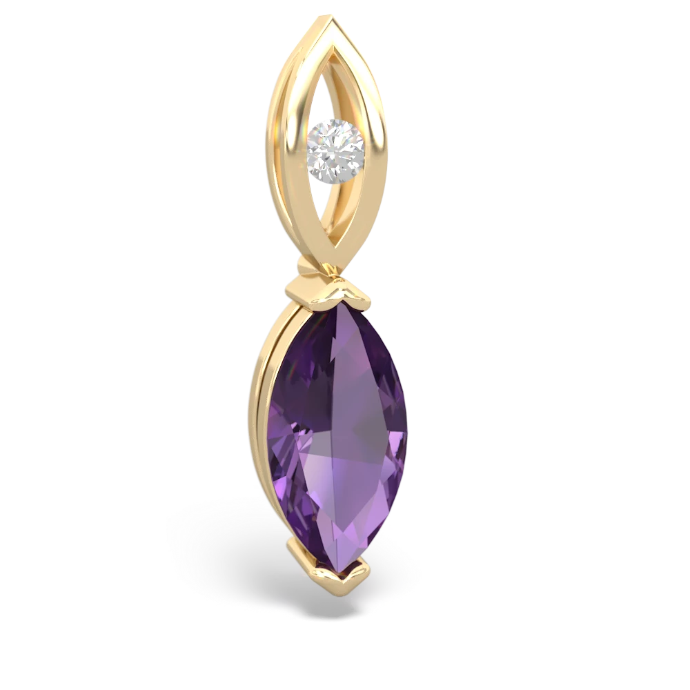 Amethyst Marquise Drop 14K Yellow Gold pendant P5333