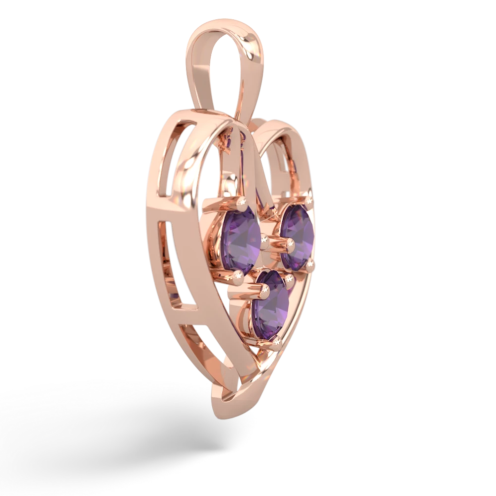 Amethyst Glowing Heart 14K Rose Gold pendant P2233