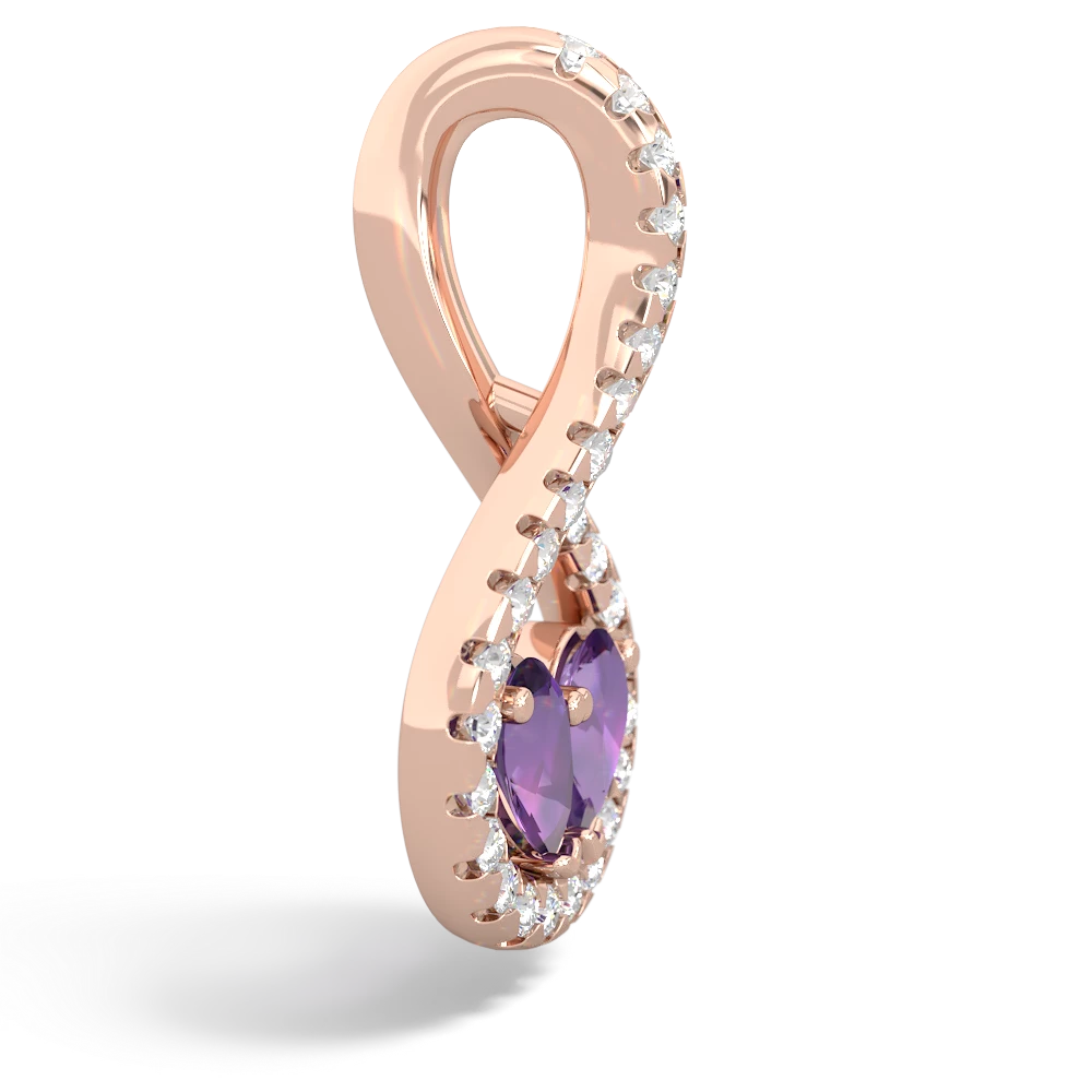 Amethyst Pave Twist 'One Heart' 14K Rose Gold pendant P5360