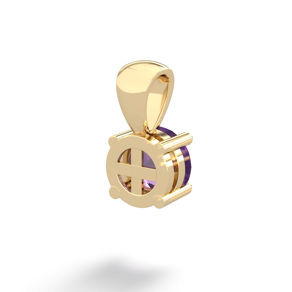 Amethyst 6Mm Round Solitaire 14K Yellow Gold pendant P1786