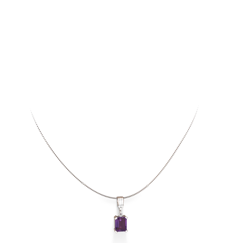 Amethyst Art Deco Dangle 14K White Gold pendant P1937