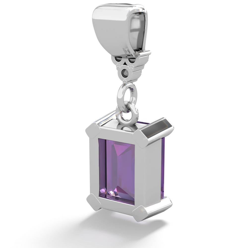 Amethyst Art Deco Dangle 14K White Gold pendant P1937