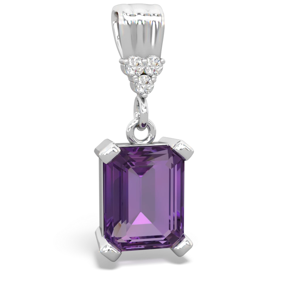 Amethyst Art Deco Dangle 14K White Gold pendant P1937