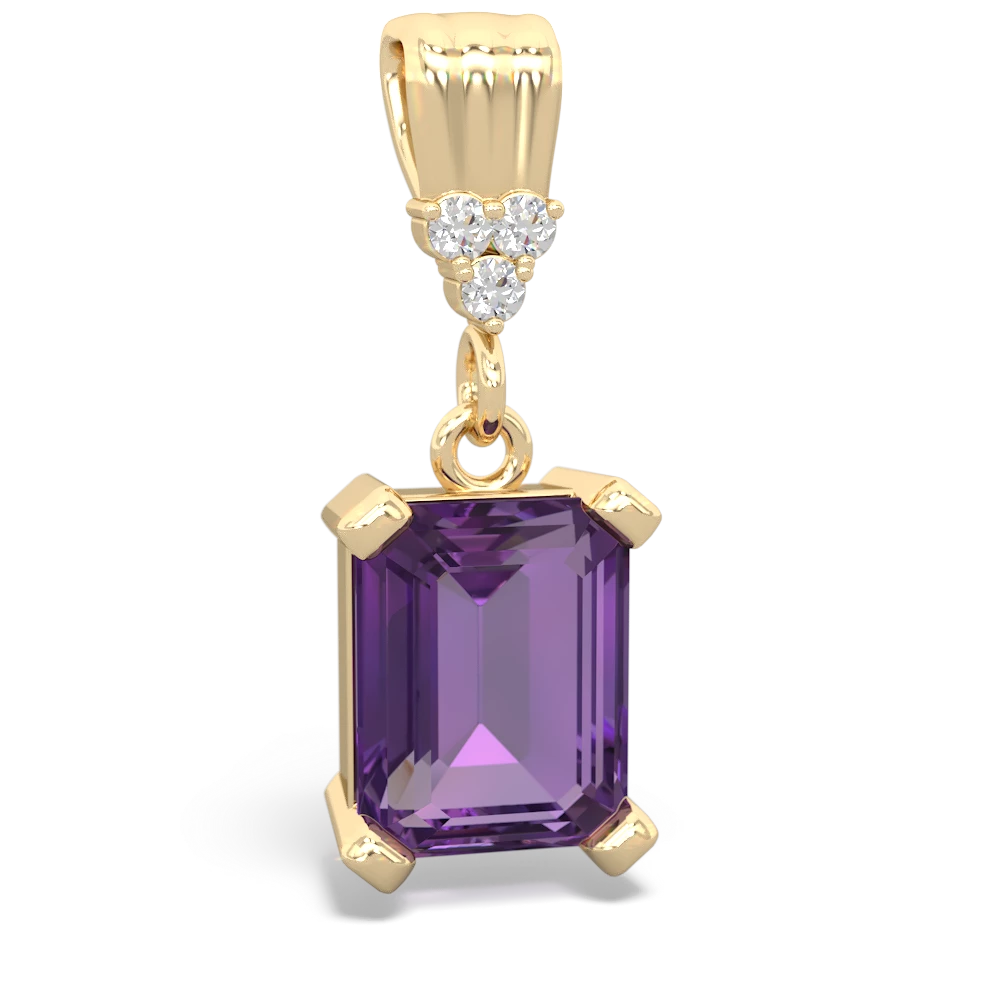 Amethyst Art Deco Dangle 14K Yellow Gold pendant P1937