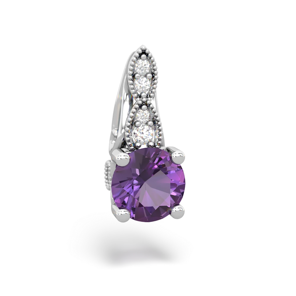 Amethyst Antique Elegance 14K White Gold pendant P3100