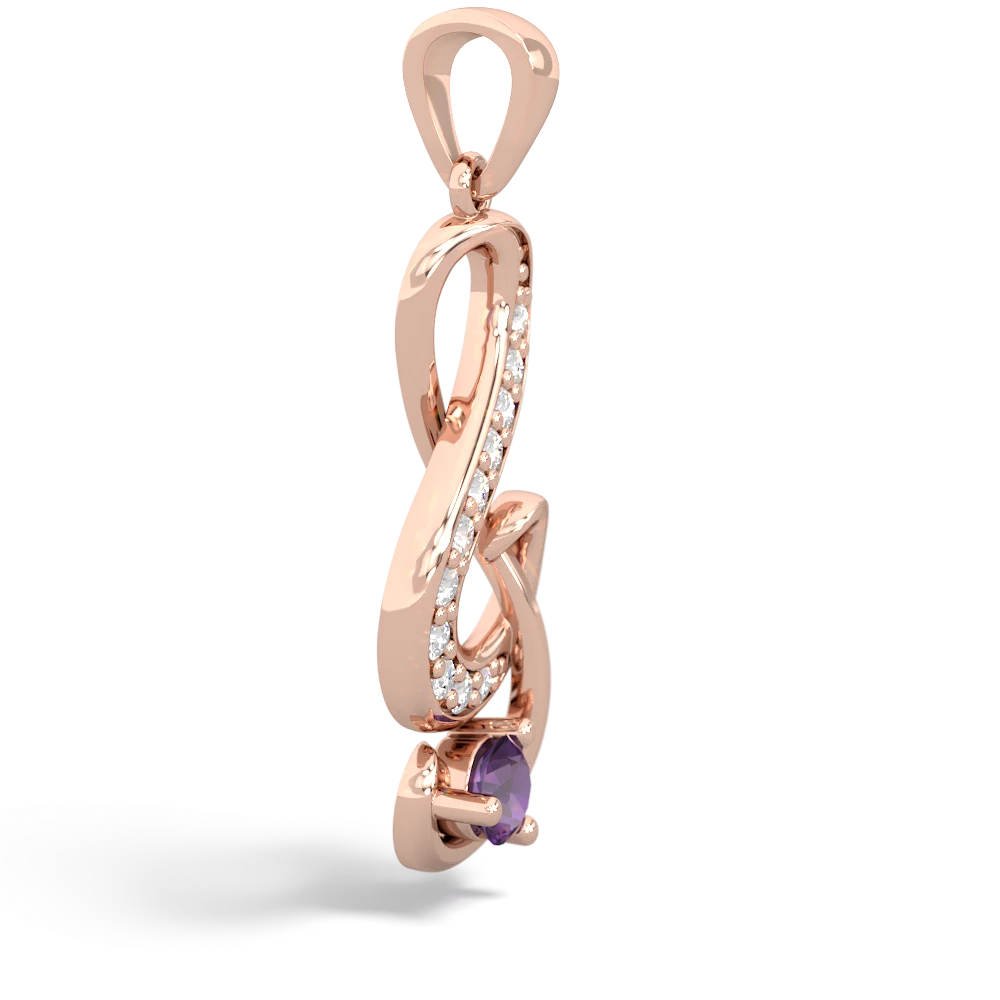 Amethyst G-Clef Music 14K Rose Gold pendant P5830