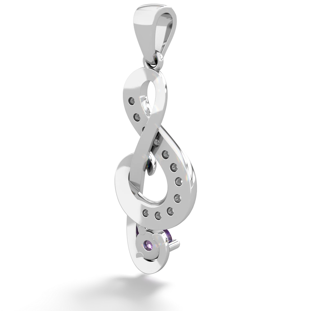 Amethyst G-Clef Music 14K White Gold pendant P5830