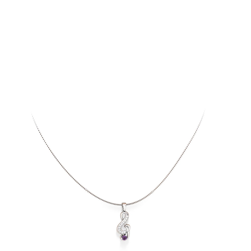 Amethyst G-Clef Music 14K White Gold pendant P5830