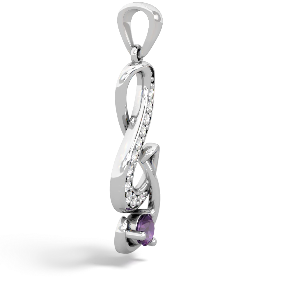 Amethyst G-Clef Music 14K White Gold pendant P5830