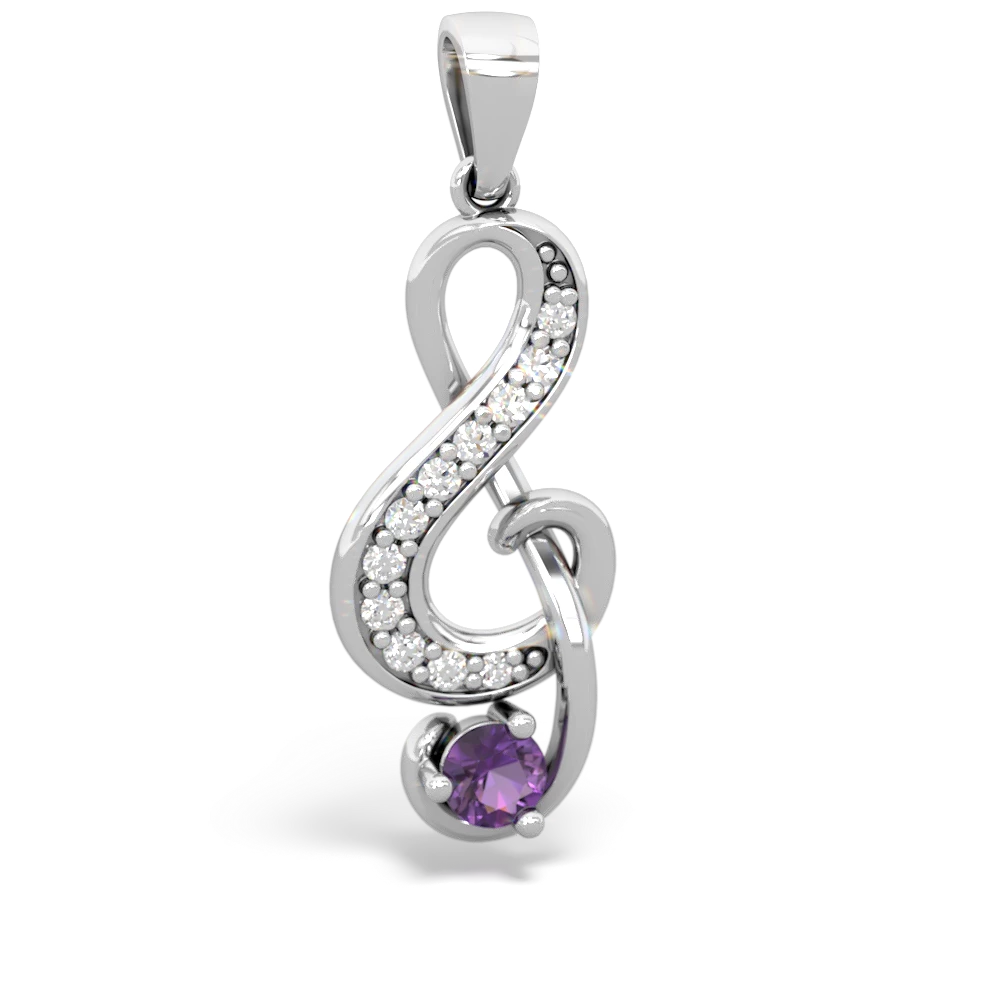 Amethyst G-Clef Music 14K White Gold pendant P5830