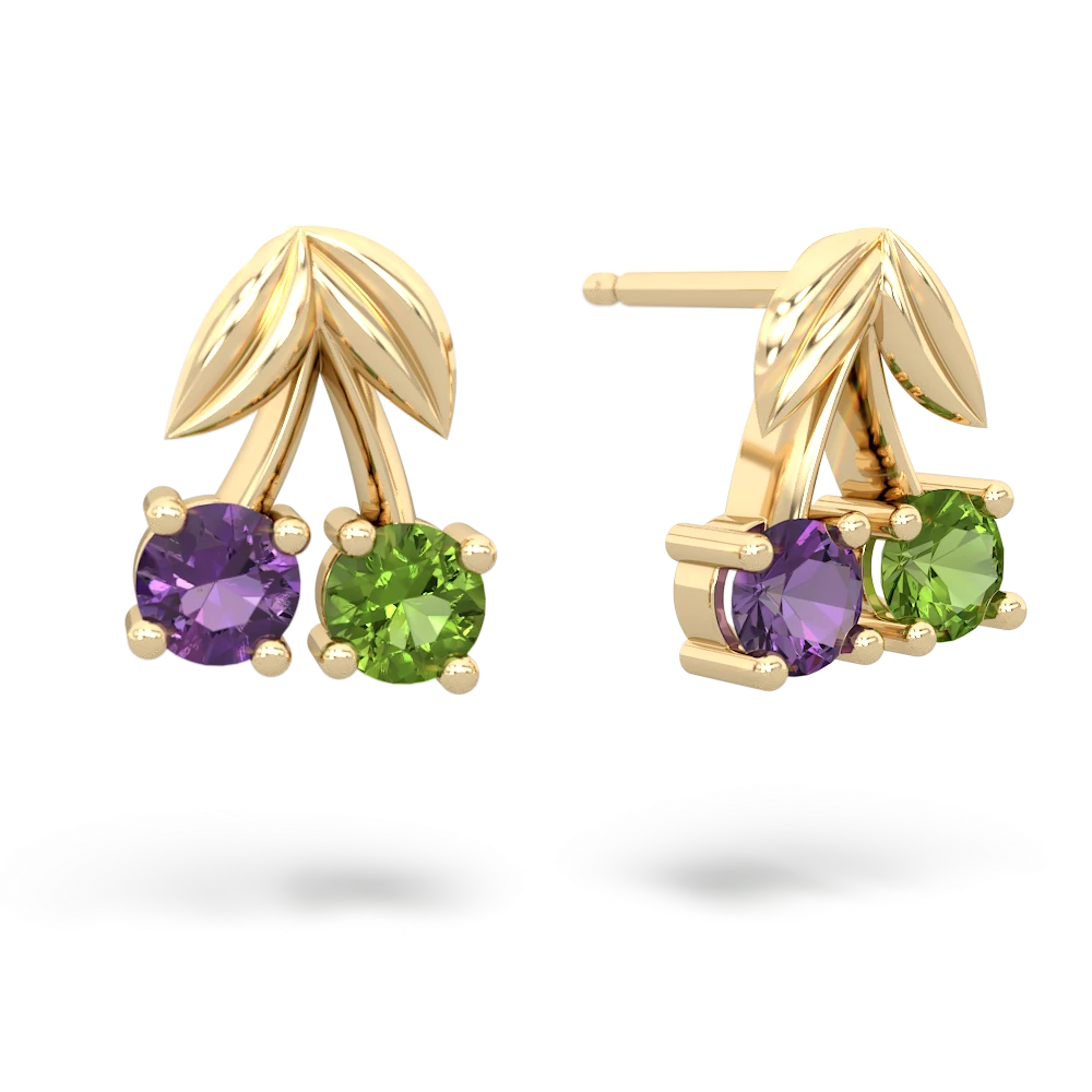 Amethyst Sweet Cherries 14K Yellow Gold earrings E7001