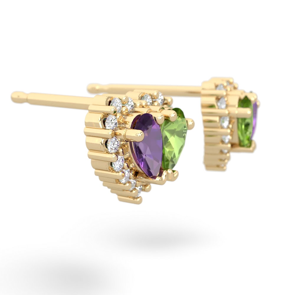 Amethyst Halo 14K Yellow Gold earrings E7008