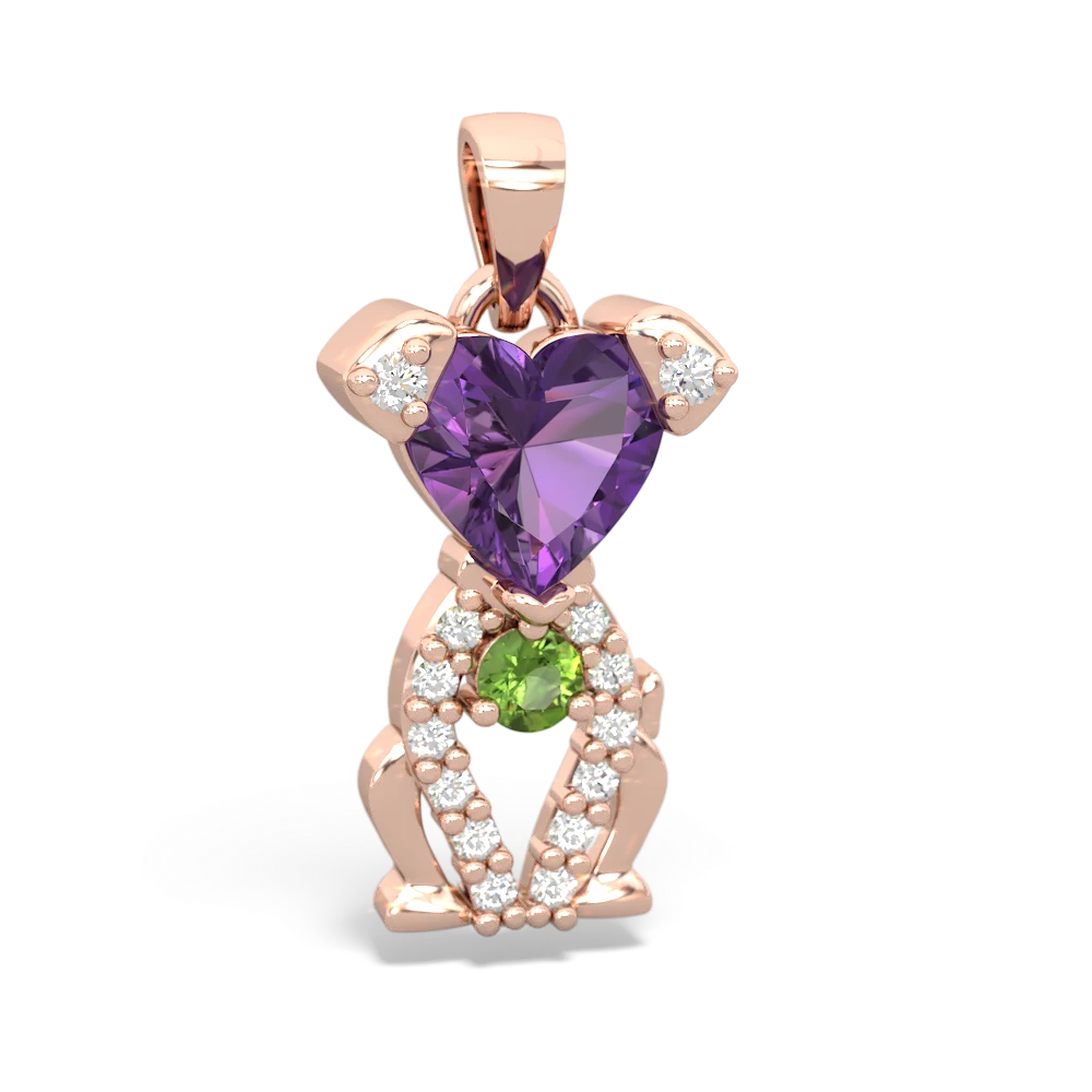 Amethyst Puppy Love 14K Rose Gold pendant P5800