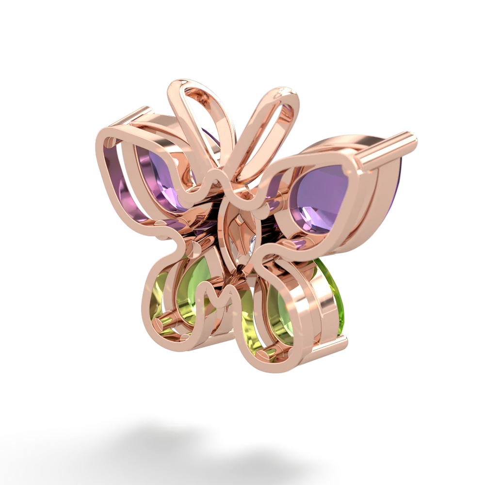 Amethyst Butterfly 14K Rose Gold pendant P2215