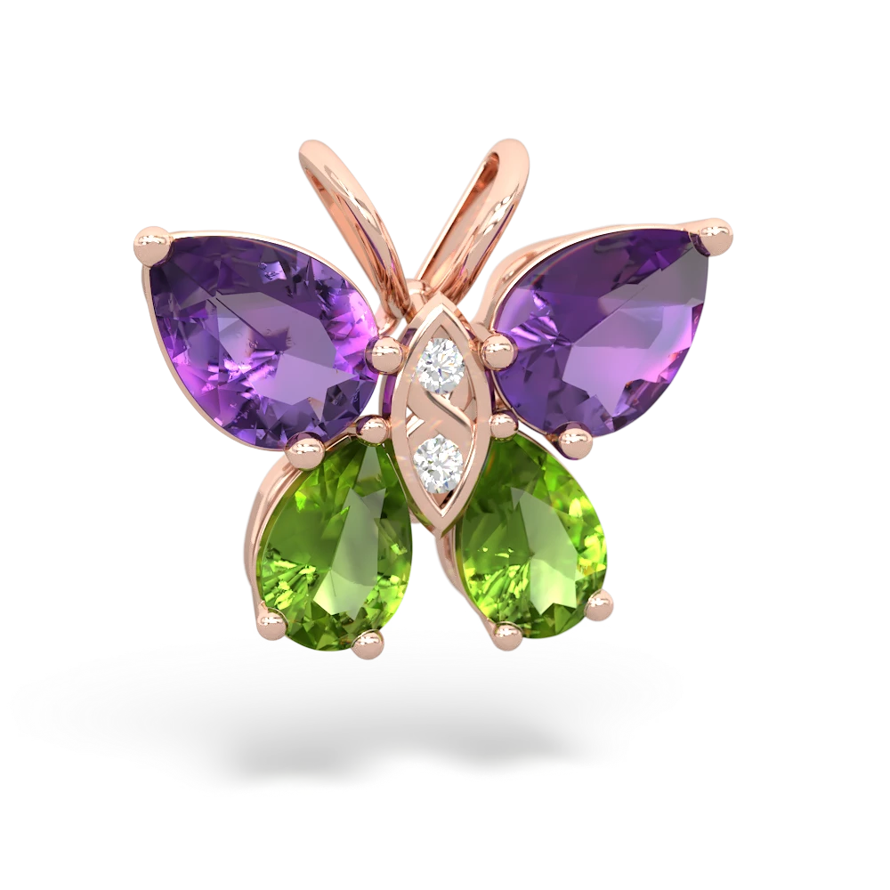 Amethyst Butterfly 14K Rose Gold pendant P2215