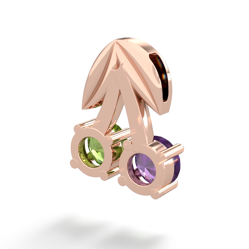 Amethyst Sweet Cherries 14K Rose Gold pendant P7001