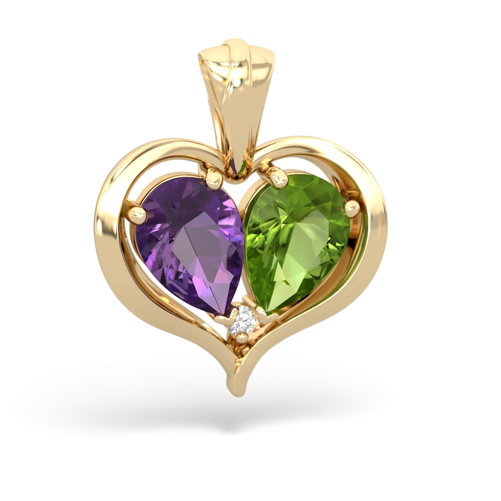 Amethyst Two Become One 14K Yellow Gold pendant P5330