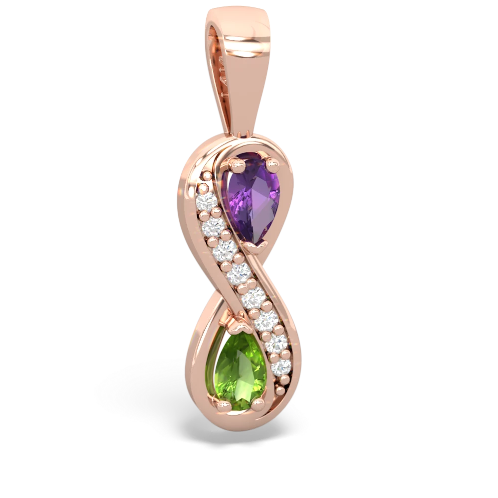 Amethyst Diamond Infinity 14K Rose Gold pendant P5390