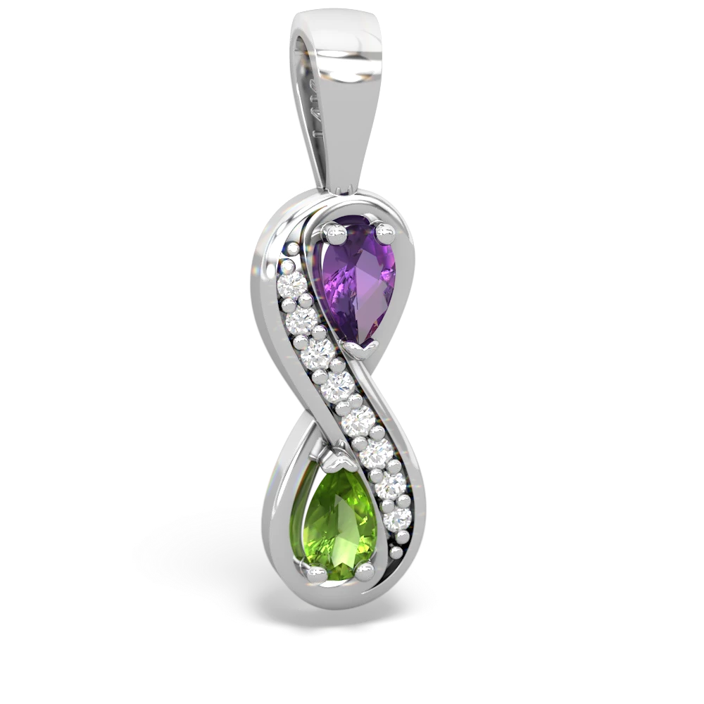 Amethyst Diamond Infinity 14K White Gold pendant P5390