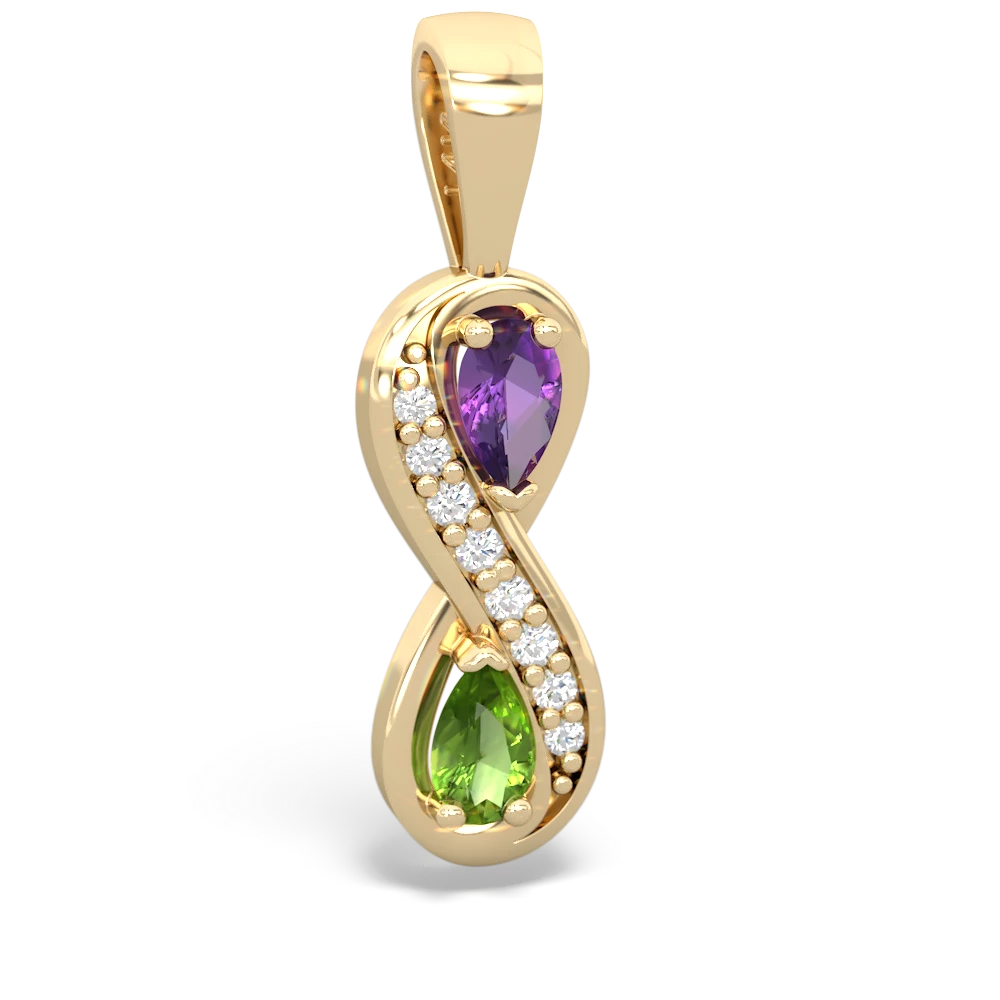 Amethyst Diamond Infinity 14K Yellow Gold pendant P5390