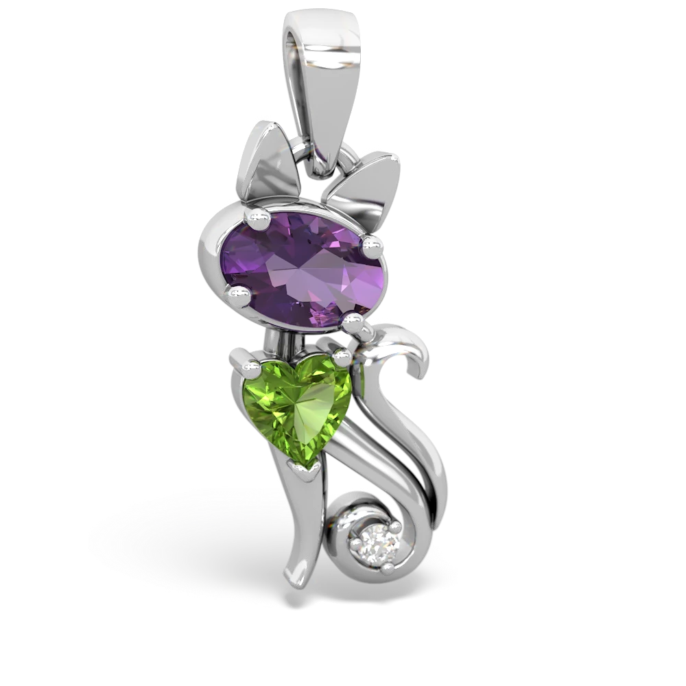 Amethyst Kitten 14K White Gold pendant P5780