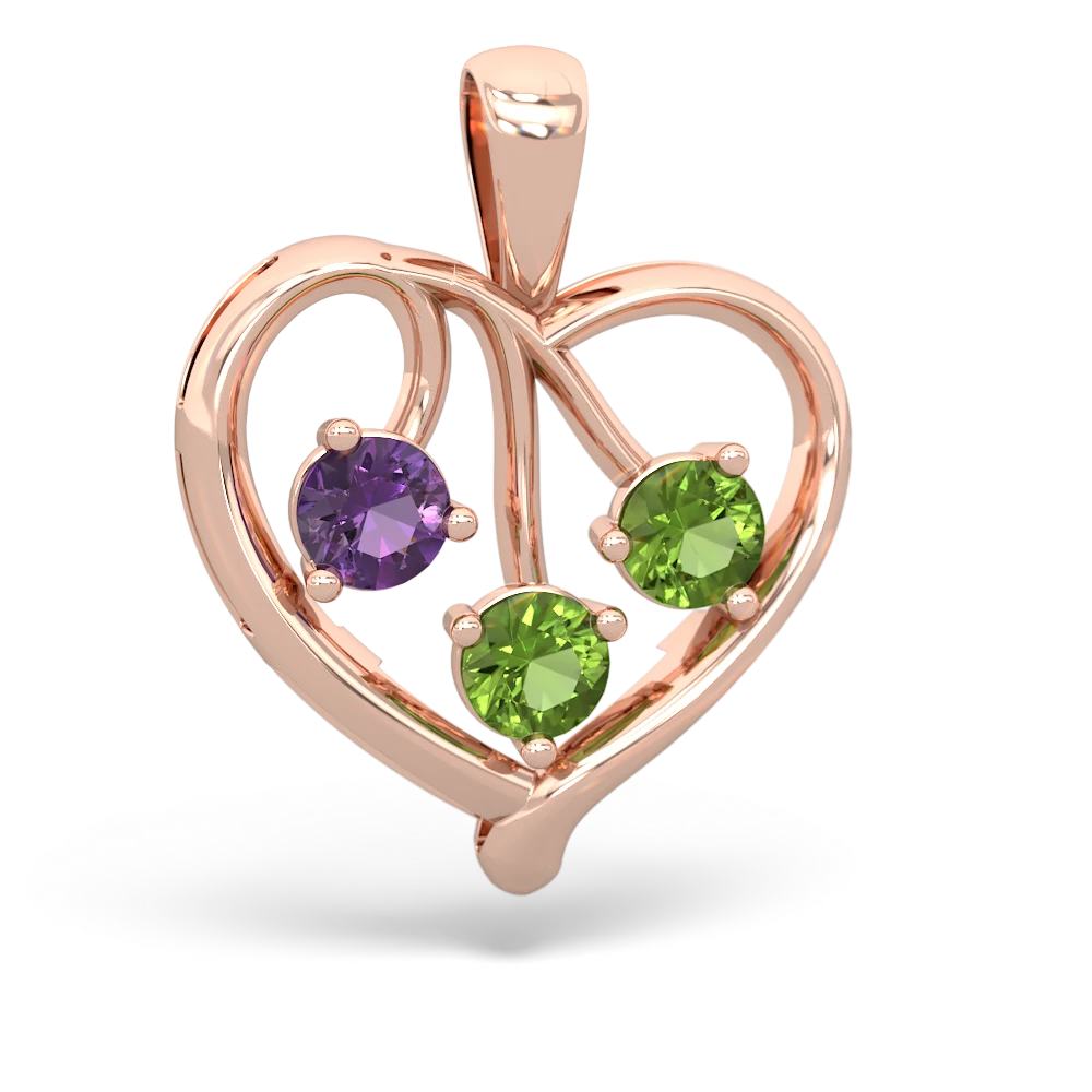 Amethyst Glowing Heart 14K Rose Gold pendant P2233