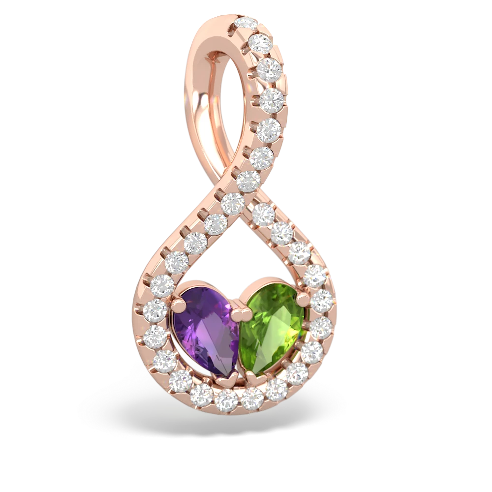 Amethyst Pave Twist 'One Heart' 14K Rose Gold pendant P5360