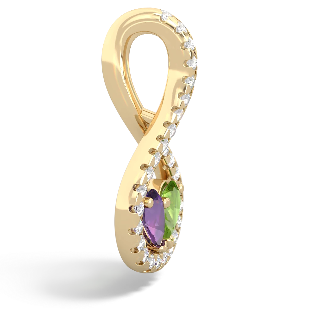 Amethyst Pave Twist 'One Heart' 14K Yellow Gold pendant P5360