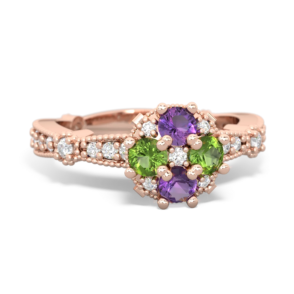 Amethyst Sparkling Tiara Cluster 14K Rose Gold ring R26293RD