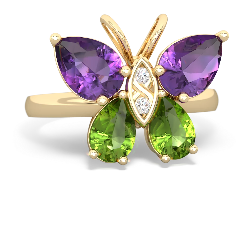Amethyst Butterfly 14K Yellow Gold ring R2215