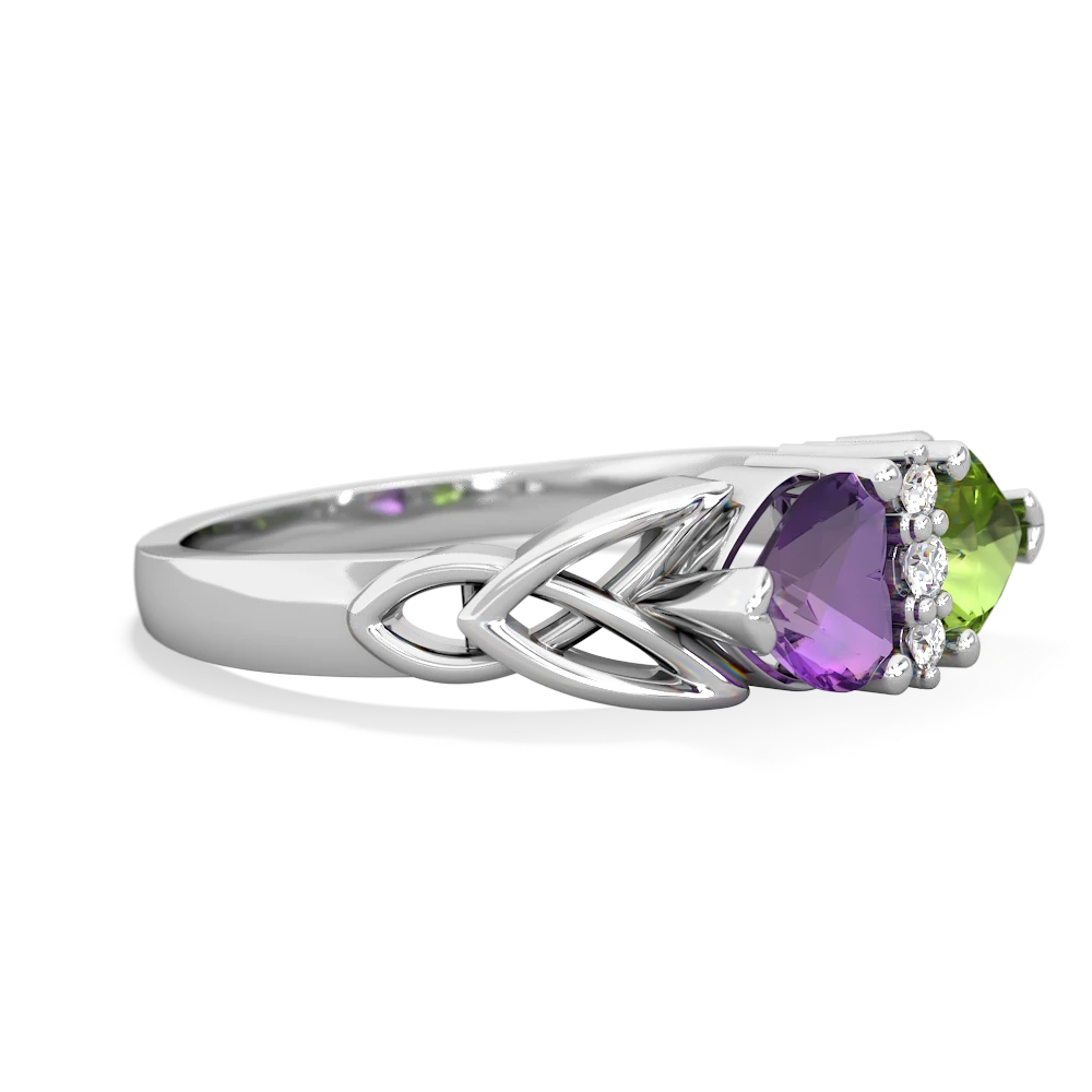 Amethyst Celtic Knot Double Heart 14K White Gold ring R5040