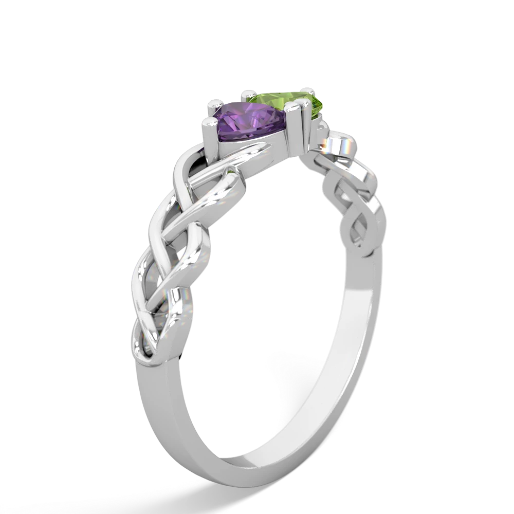 Amethyst Heart To Heart Braid 14K White Gold ring R5870