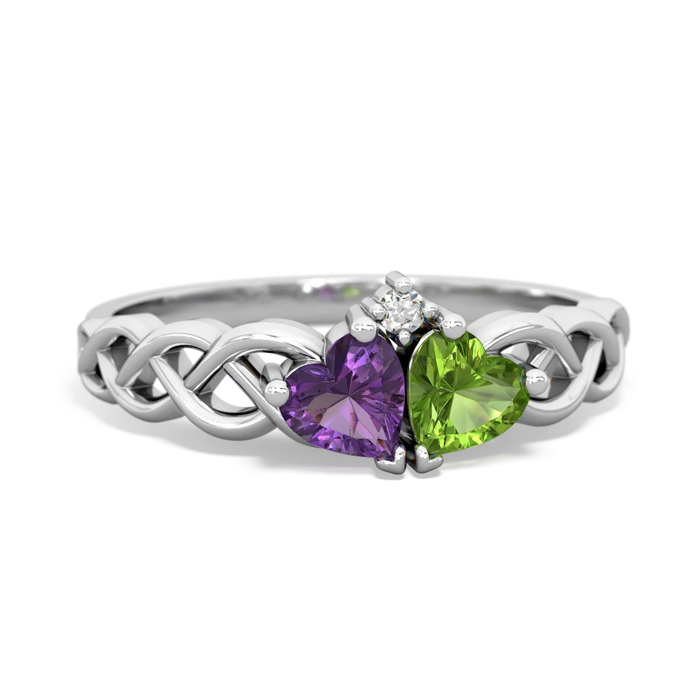 Amethyst Heart To Heart Braid 14K White Gold ring R5870