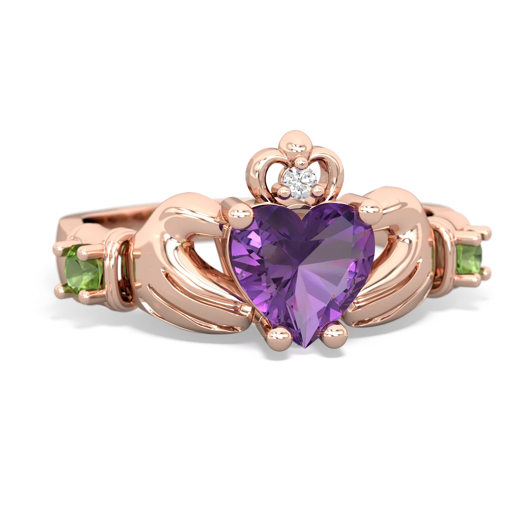 Amethyst Claddagh Keepsake 14K Rose Gold ring R5245