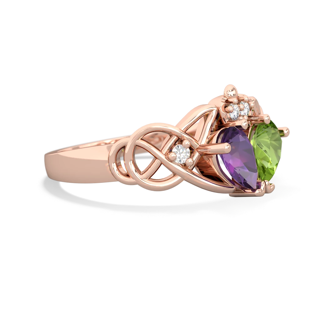 Amethyst 'One Heart' Celtic Knot Claddagh 14K Rose Gold ring R5322