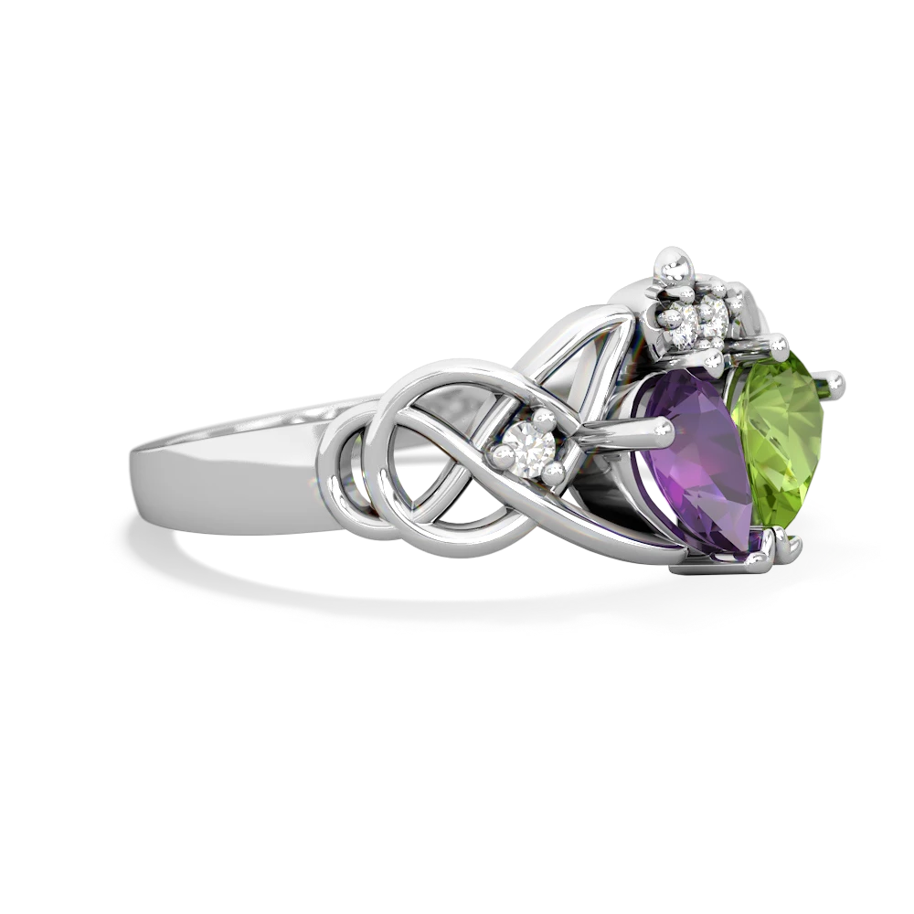 Amethyst 'One Heart' Celtic Knot Claddagh 14K White Gold ring R5322