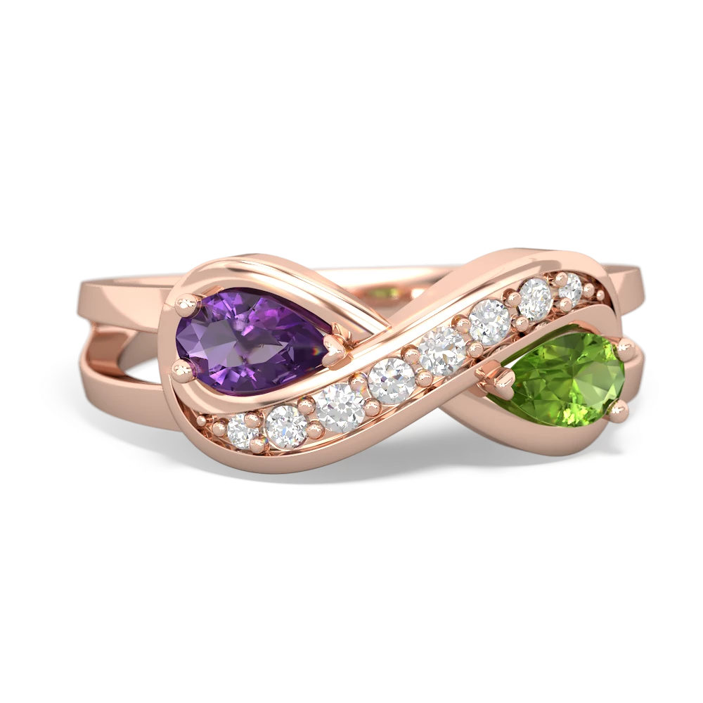 Amethyst Diamond Infinity 14K Rose Gold ring R5390