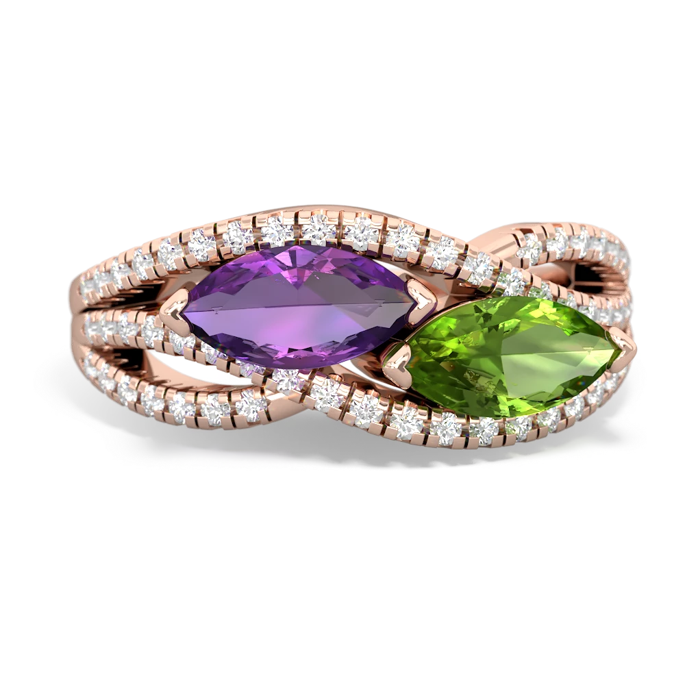 Amethyst Diamond Rivers 14K Rose Gold ring R3070