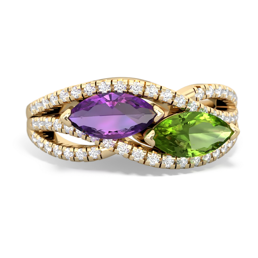 Amethyst Diamond Rivers 14K Yellow Gold ring R3070