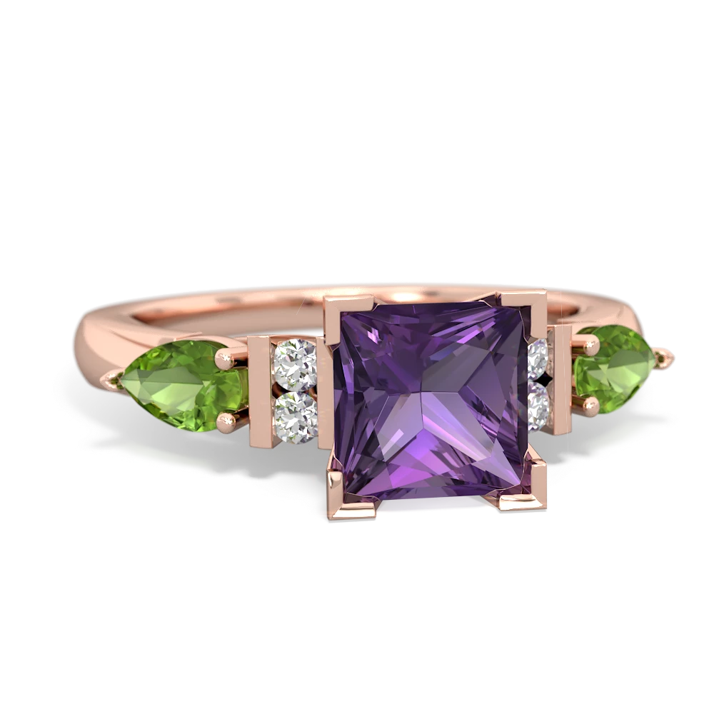 Amethyst 6Mm Princess Eternal Embrace Engagement 14K Rose Gold ring C2002