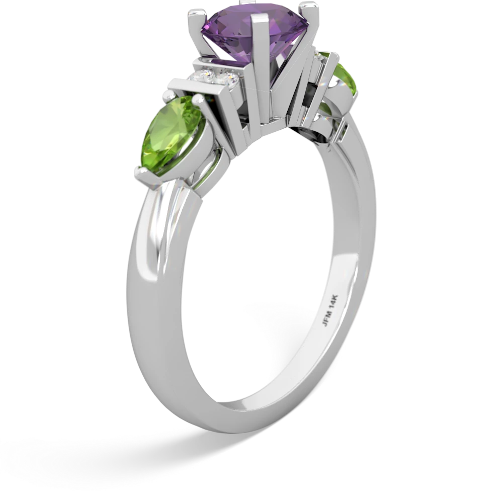 Amethyst 6Mm Round Eternal Embrace Engagement 14K White Gold ring R2005