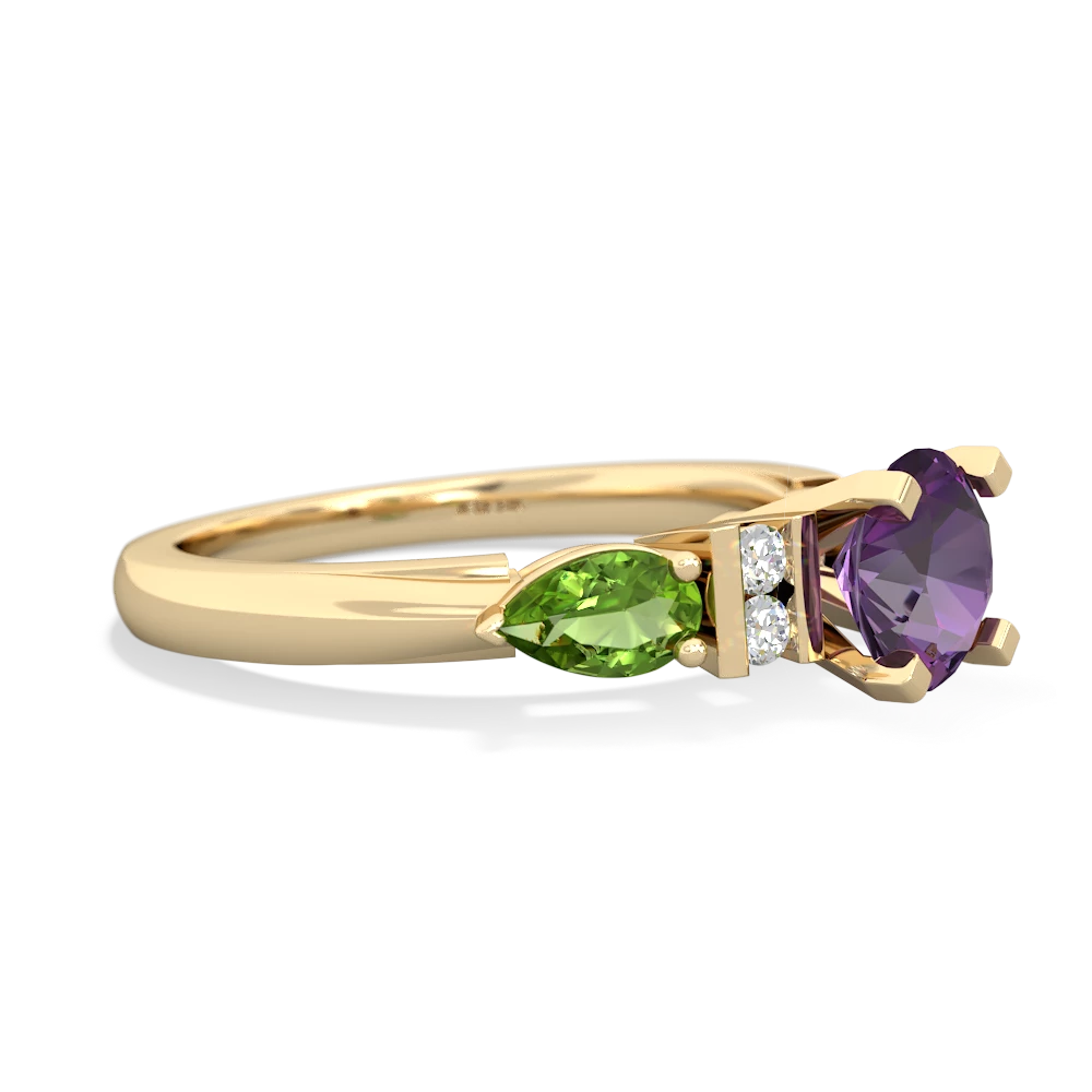 Amethyst 6Mm Round Eternal Embrace Engagement 14K Yellow Gold ring R2005