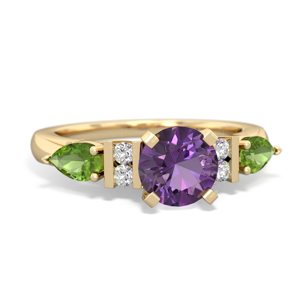 Amethyst 6Mm Round Eternal Embrace Engagement 14K Yellow Gold ring R2005