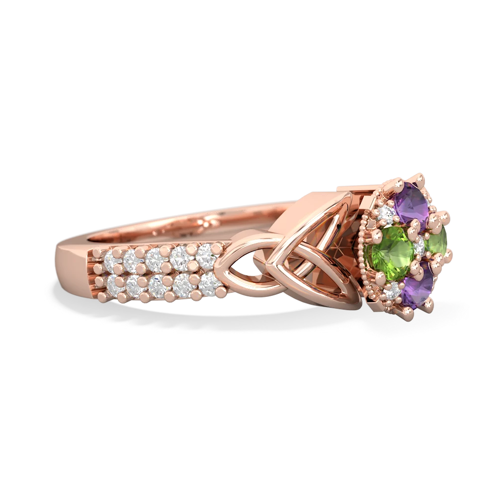 Amethyst Celtic Knot Cluster Engagement 14K Rose Gold ring R26443RD