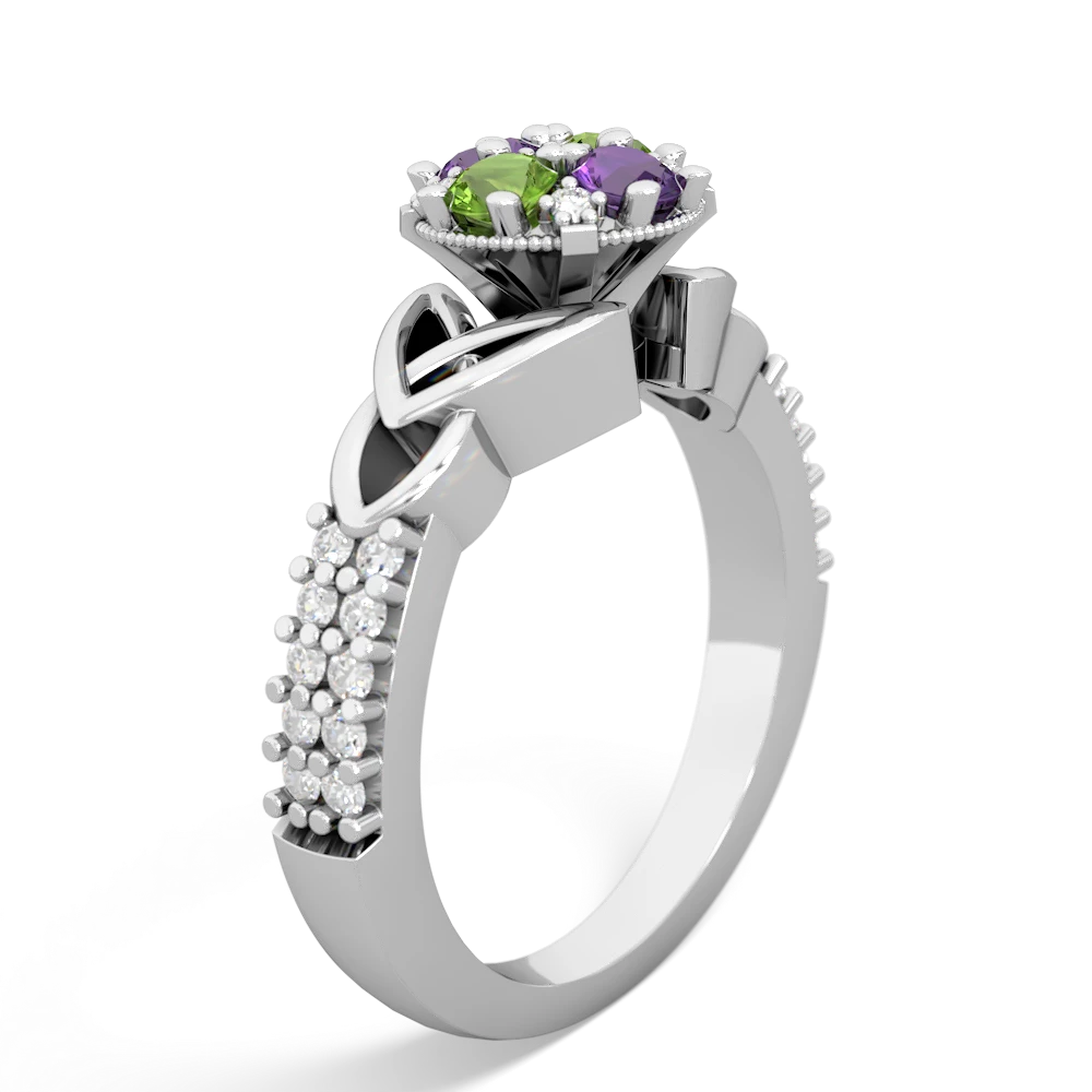 Amethyst Celtic Knot Cluster Engagement 14K White Gold ring R26443RD