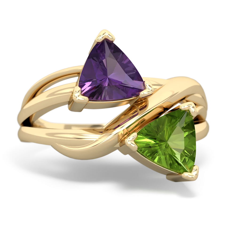 Amethyst Split Band Swirl 14K Yellow Gold ring R2341