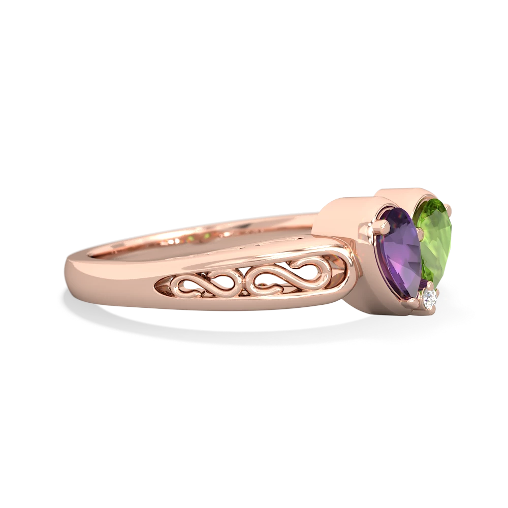 Amethyst Filligree 'One Heart' 14K Rose Gold ring R5070